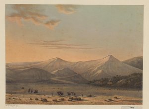 ブロモ火山の眺め 1856年の火を噴くブロモ山（プロボリンゴ邸）（オブジェクトのタイトル） 作： Johan Conrad Greive