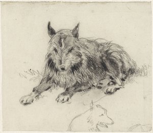 横たわる牧羊犬 作： Johan Daniël Koelman