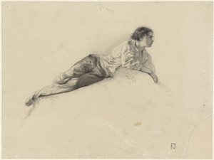 横になっている若者の習作 作： Johan Daniël Koelman