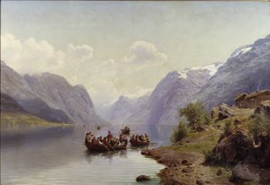 ハダンゲンフィヨルドのブライダルエスコート、1865年 作： Johan Fredrik Eckersberg