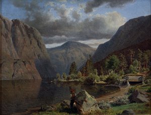 フィヨルドの風景の中の男 作： Johan Fredrik Eckersberg