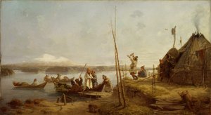 ホーナヴァン湖でのブライダル帰郷 作： Johan Fredrik Hockert