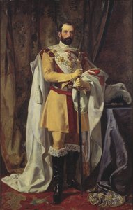 Charles XV roi de Suede - スウェーデン王チャールズ15世（1826-1872）の肖像、ホッケルト、ヨハン・フレドリック（1826-1866）作。油彩・キャンバス