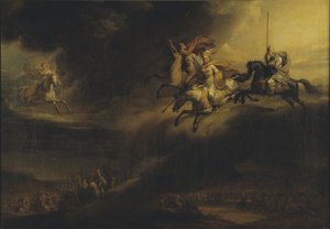 サンドベリ、ヨハン・グスタフ（1782-1854）の「ヴァルキューレの騎行」。油彩・キャンバスサイズ：140x201cmストックホルム国立博物館