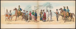 デルフトの学生のマスカレード、1857年（プレート8） 1857 年 5 月 5 日にデルフト学生団のメンバーによって開催された衣装を着た行列で、ジョクジョカルタのスルタンのガレベグ行列と、N の最も特徴的なタイプを描いています。 作： Johan Hendrik Hoffmeister