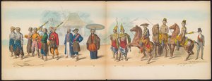 デルフトの学生のマスカレード、1857年（プレート9） 1857 年 5 月 5 日にデルフト学生団のメンバーによって開催された衣装を着た行列で、ジョクジョカルタのスルタンのガレベグ行列と、N の最も特徴的なタイプを描いています。 作： Johan Hendrik Hoffmeister