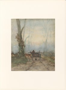 林道の農場カート 作： Johan Hendrik Weissenbruch (signed by artist)