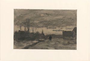 岸壁の眺め 作： Johan Hendrik Weissenbruch (signed by artist)