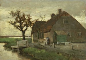 運河沿いの農家 作： Johan Hendrik Weissenbruch