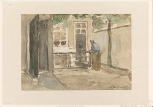 ハーグのカゼルネストラートにあるアーティストのスタジオから見た中庭 作： Johan Hendrik Weissenbruch