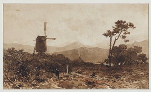 左側に工場がある丘陵の風景 作： Johan Hendrik Weissenbruch