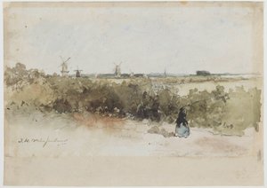 風車のある風景 作： Johan Hendrik Weissenbruch