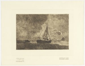 帆船のあるビーチのシーン 作： Johan Hendrik Weissenbruch