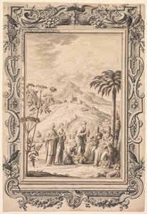 Kupfer-Bibel Copper Bibleのイラストレーションとボーダーデザイン、c。 1730年。 作： Johan Melchior Füssli