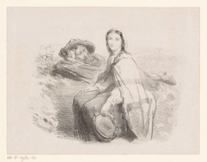 タンバリンを持ってリクライニングする男女 作： Johan Michaël Schmidt Crans (attributed to)