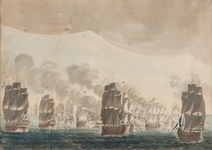 1789 年 7 月 26 日のエーランド海戦。 作： Johan Petter Cumelin