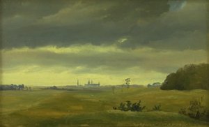 ヘステヘイブンからのフレデリクスボーの眺め 作： Johan Thomas Lundbye