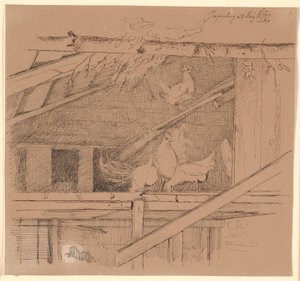 屋根裏部屋の鶏 作： Johan Thomas Lundbye