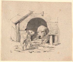 子犬。 Kaalund の「Fables for Children」のイラスト。 シート カタログのコメントを参照してください。 作： Johan Thomas Lundbye