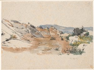 岩のあるイタリアの風景 作： Johan Thomas Lundbye