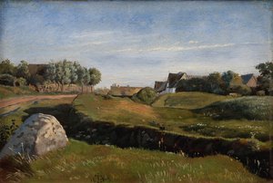 北から見たVejby近くの風景。 午後の光 作： Johan Thomas Lundbye
