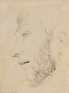 左向き横顔の男性肖像、下から見た図 作： ヨハン・トーマス・ランドバイ