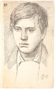 肖像画, の, a, 若者, １, 顔 作： Johan Thomas Lundbye