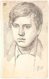 肖像画, の, a, 若者, １, 顔 作： Johan Thomas Lundbye