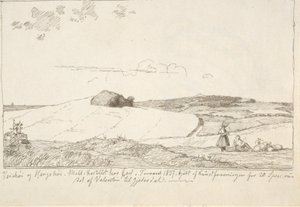 ジーランドの風景。 背景に Vejrhøj が f.n. で貼り付けられています。 6ページ 作： Johan Thomas Lundbye