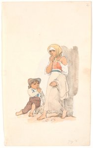 パンをかじる物乞いの子供たち 作： Johan Thomas Lundbye