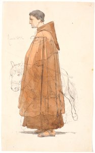 横顔で立っている若いフランシスコ会修道士が上に描かれているのは、乗馬のカンパニョルです。