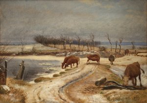 冬の日に牛に水をやる 作： Johan Thomas Lundbye