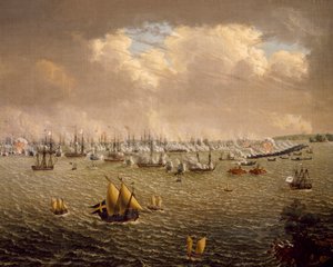 スウェーデンがフィンランドを支配したため、スウェーデンとロシアの艦隊が戦ったスカルガルドの戦い（1790年7月10日）、Johan Tietrich Schoultz（1754-1807）によるもので、ロシア・スウェーデン戦争 作： Johan Tietrich Schoultz