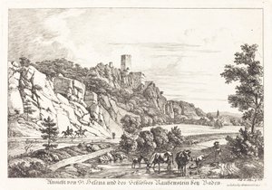 バーデン近くのセントヘレナとラウヘンシュタイン城の眺め 作： Johann Adam Klein