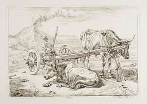 ナポリにて（ナポリの雄牛と荷車） 作： ヨハン・アダム・クライン