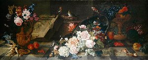 花と果実のある静物画、1785-87年頃（油彩・キャンバス） 作： Johann Amandus Winck