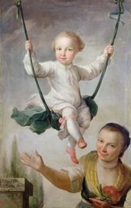 ブランコに乗るクリストフアダルベルトフリードリッヒフォンシュタイン、1768 作： Johann Andreas Herrlein