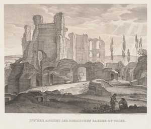 1826年、トリーアのローマ浴場の内部ビュー。 作： Johann Anton Ramboux