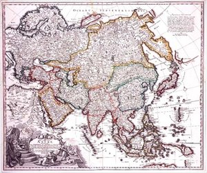 小アジア、アラビア、日本、1725年頃（彩色画） 作： Johann Baptista Homann