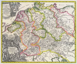 ドイツの水路地図、1720 年頃 (彫刻) 作： Johann Baptista Homann