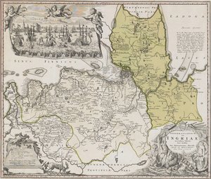 サンクトペテルブルクを望むイングリアの地図 作： Johann Baptista Homann