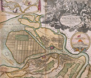 サンクトペテルブルクマスタープランの地図1718〜1719 作： Johann Baptista Homann