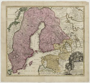 スウェーデン王国、1730年頃 作： Johann Baptista Homann