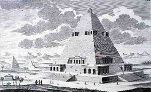 エジプト・テーベ郊外のピラミッド（「歴史的建築の設計」より） 作： Johann Bernhard (after) Fischer von Erlach