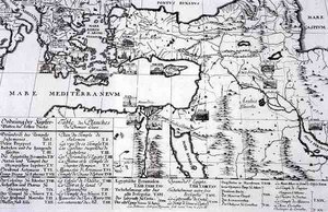 Entwurf einer historischen Architektur」の最初の本に引用されている場所の地図。 作： Johann Bernhard (after) Fischer von Erlach