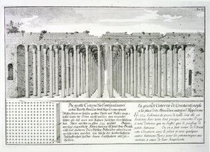 1721年の「歴史的建造物の設計」にあるトルコ、コンスタンティノープルのヒポドロームの下にある水槽