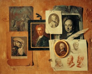 同時代人と古代の首の肖像画が描かれたクォドリベット 作： Johann Caspar Füssli