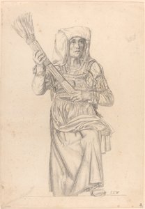 ほうきを持つイタリアの農民の女性 作： Johann Caspar Weidenmann