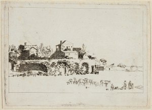 小屋のある風景 作： Johann Christian Brand