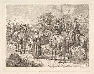 連隊カッソーネを護衛するコサック、1815年。 作： Johann Christian Erhard